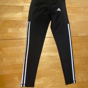 Adidas Black Leggings with White Stripes